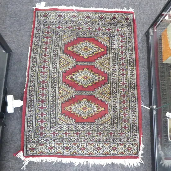 HAND KNOTTED WOOL PILE RUG 900x650mm