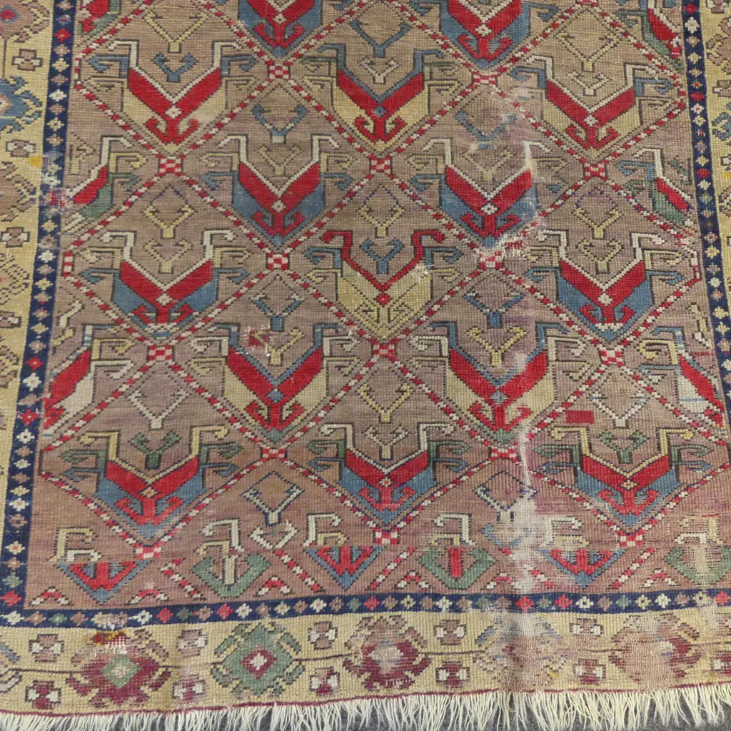 OLD HAND KNOTTED ALL WOOL RUG faults 1580x1210mm Image 1++