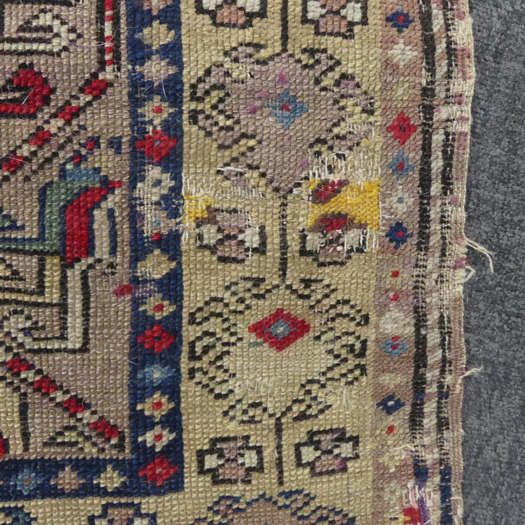 OLD HAND KNOTTED ALL WOOL RUG faults 1580x1210mm Image 1++