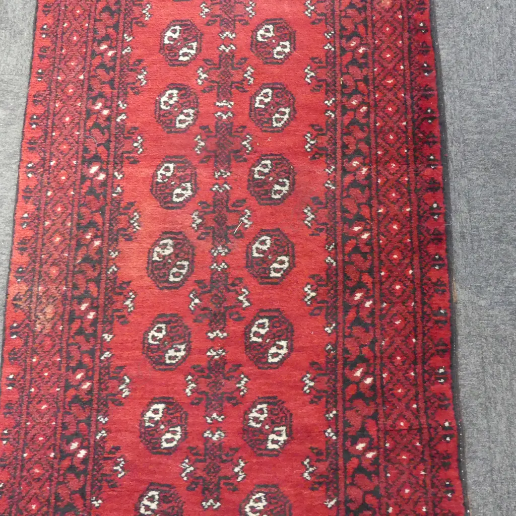 HAND KNOTTED TURKOMAN WOOL PILE RUNNER 3700x800mm Image 1++