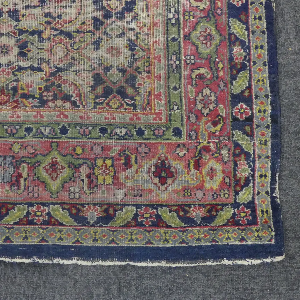 HAND KNOTTED WOOL PILE RUG 1650x900mm WORN Image 1++
