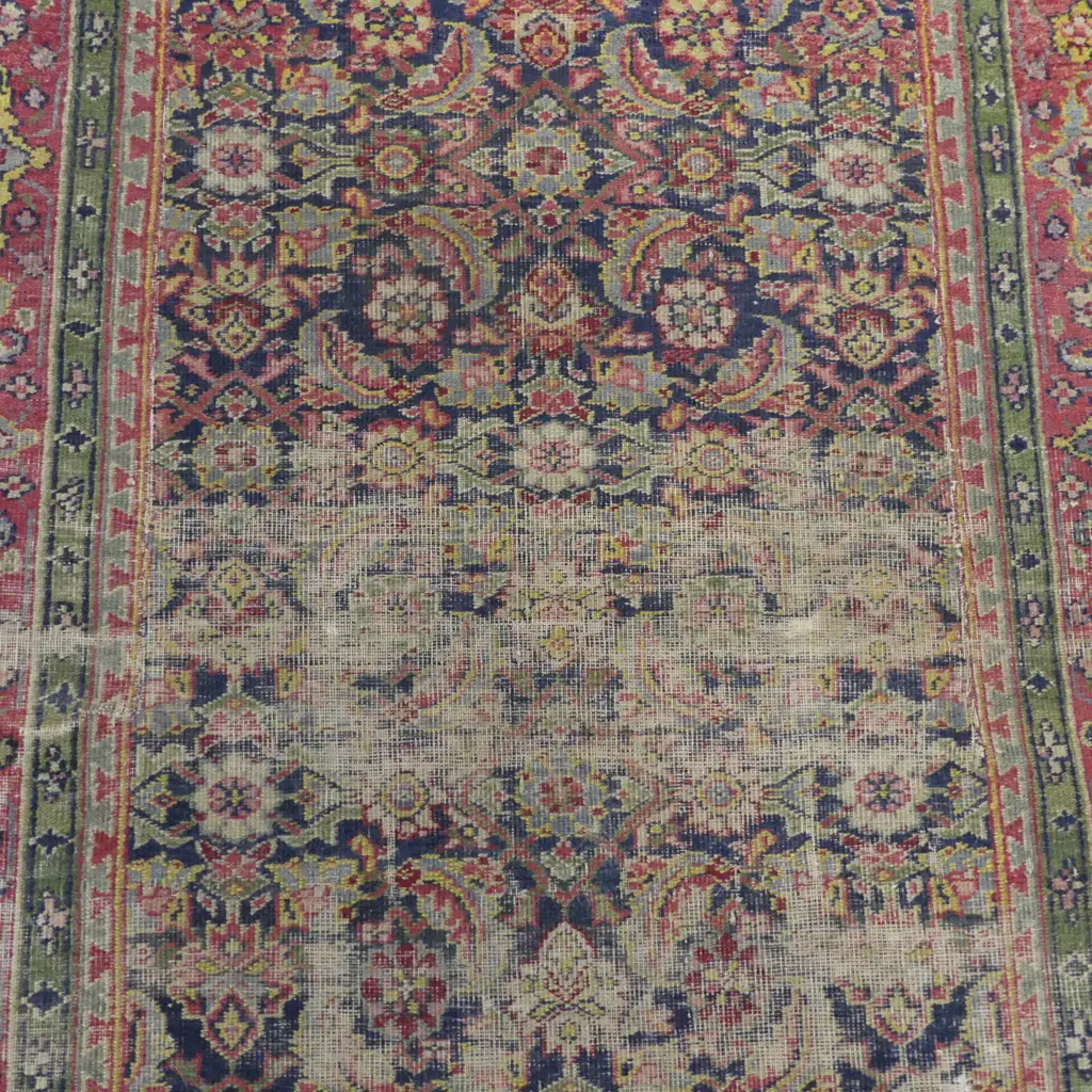 HAND KNOTTED WOOL PILE RUG 1650x900mm WORN Image 1++