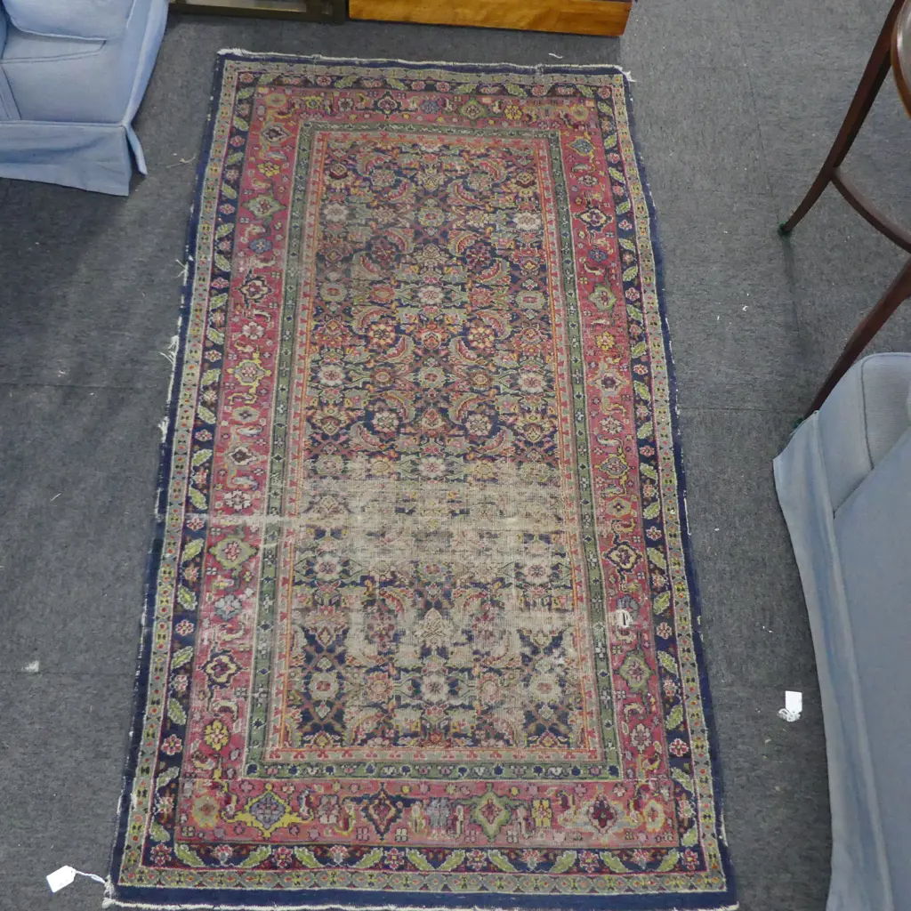 HAND KNOTTED WOOL PILE RUG 1650x900mm WORN Image 1++