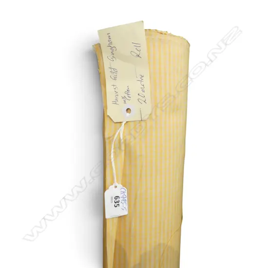 FABRIC BOLT; HARVEST GOLD GINGHAM, COTTON, 20M