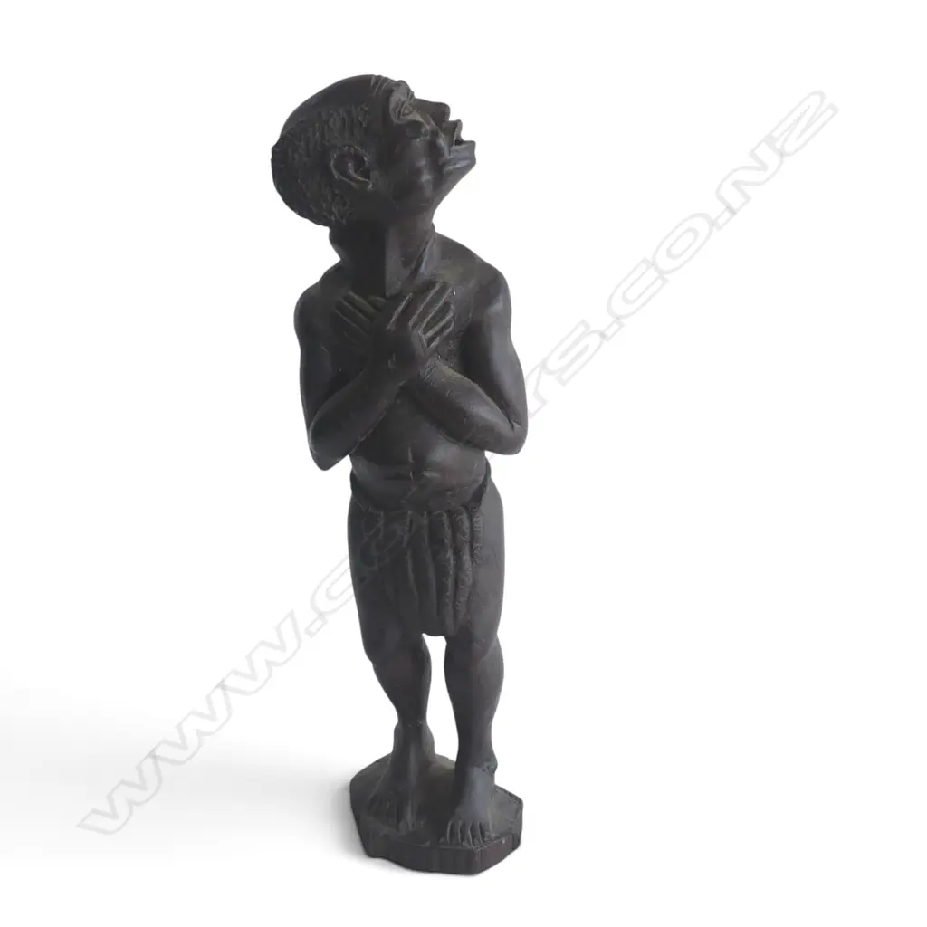 TALL VINTAGE AFRICAN CARVED BLACKWOOD MAN, L.500MM Image 1++