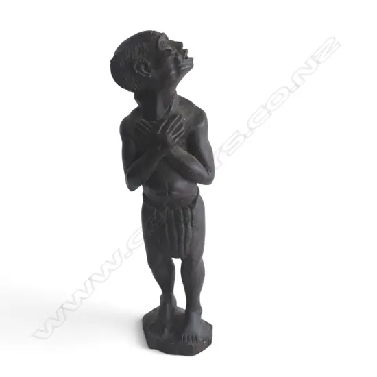 TALL VINTAGE AFRICAN CARVED BLACKWOOD MAN, L.500MM