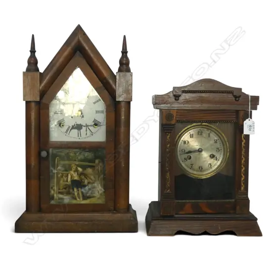 2 VINTAGE MANTEL CLOCKS H.490mm