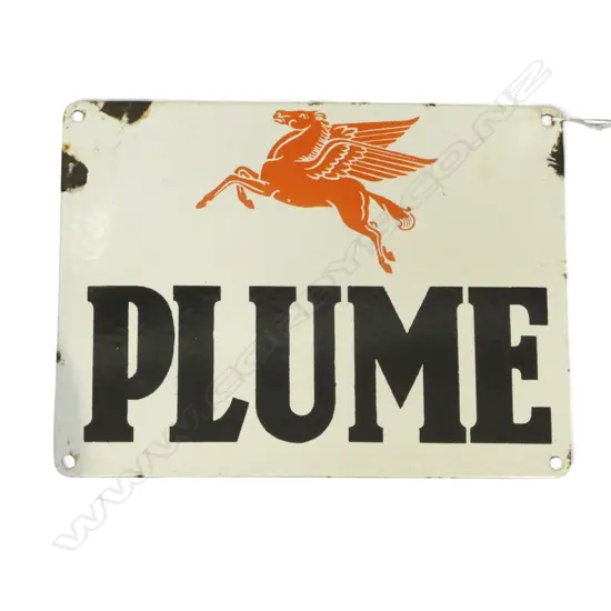 PRE 1954 'PLUME' ENAMEL SIGN 230x305mm