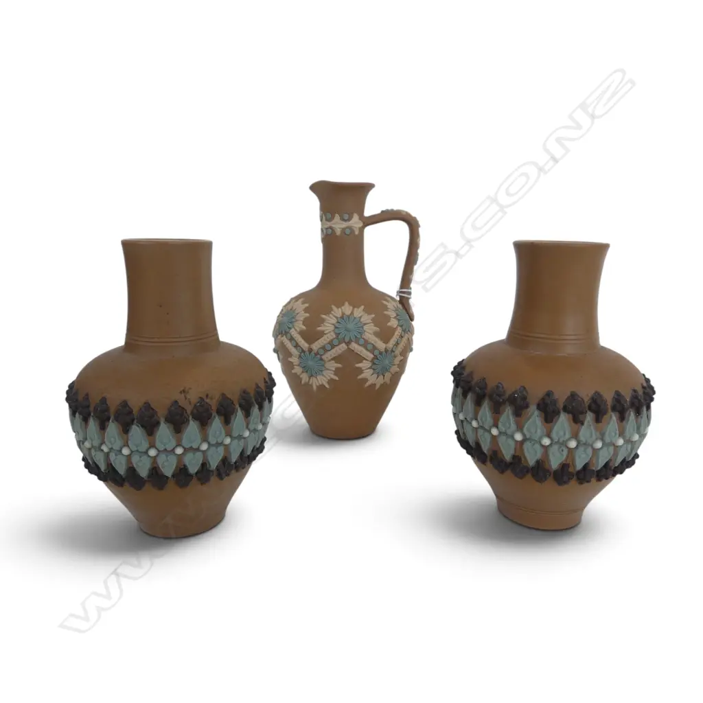 3 SMALL DOULTON STONEWARE BISQUE VESSELS   Image 1++