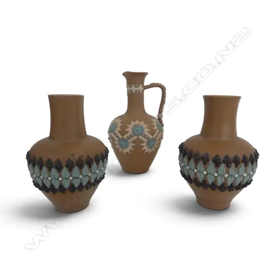 3 SMALL DOULTON STONEWARE BISQUE VESSELS  