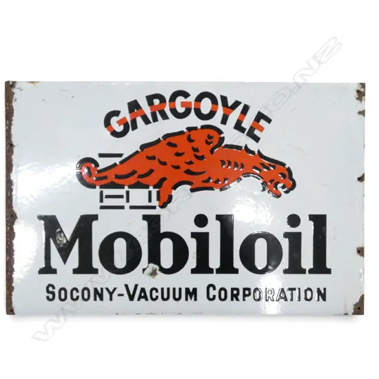c.1931-34 GARGOYLE MOBILOIL ENAMEL SIGN 395x610mm