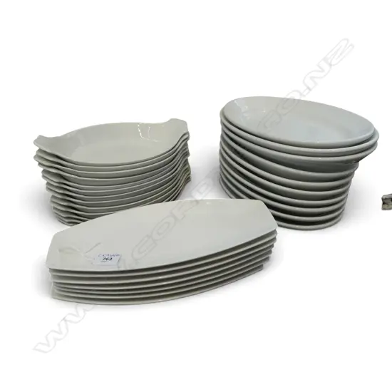 WHITE CERAMIC DISHES; APILCO ETC