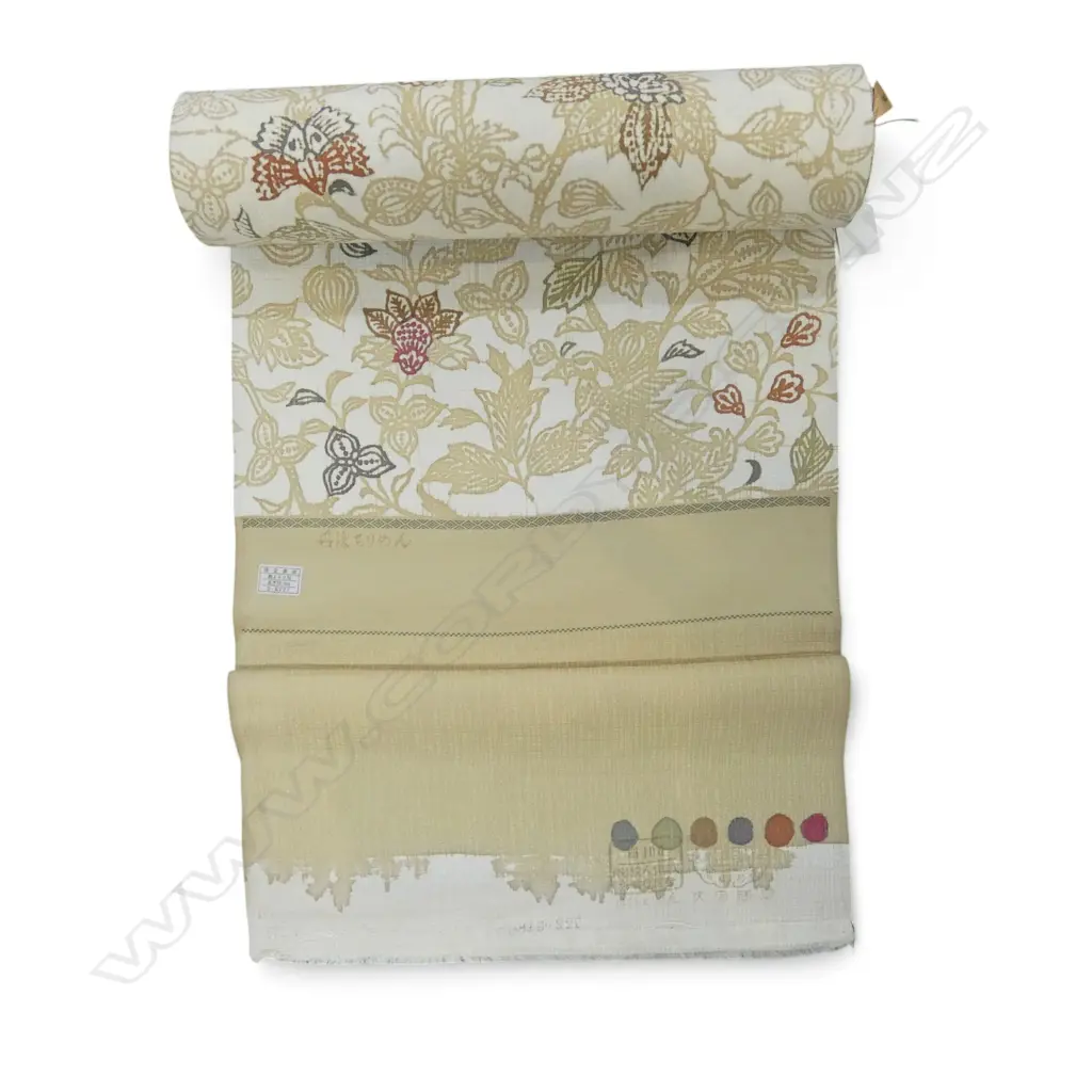 Unused 1980's NISHIJIN TEXTILE (Kyoto) JAPANESE SILK ROLL L.12M W.370mm. New old stock... Image 1++