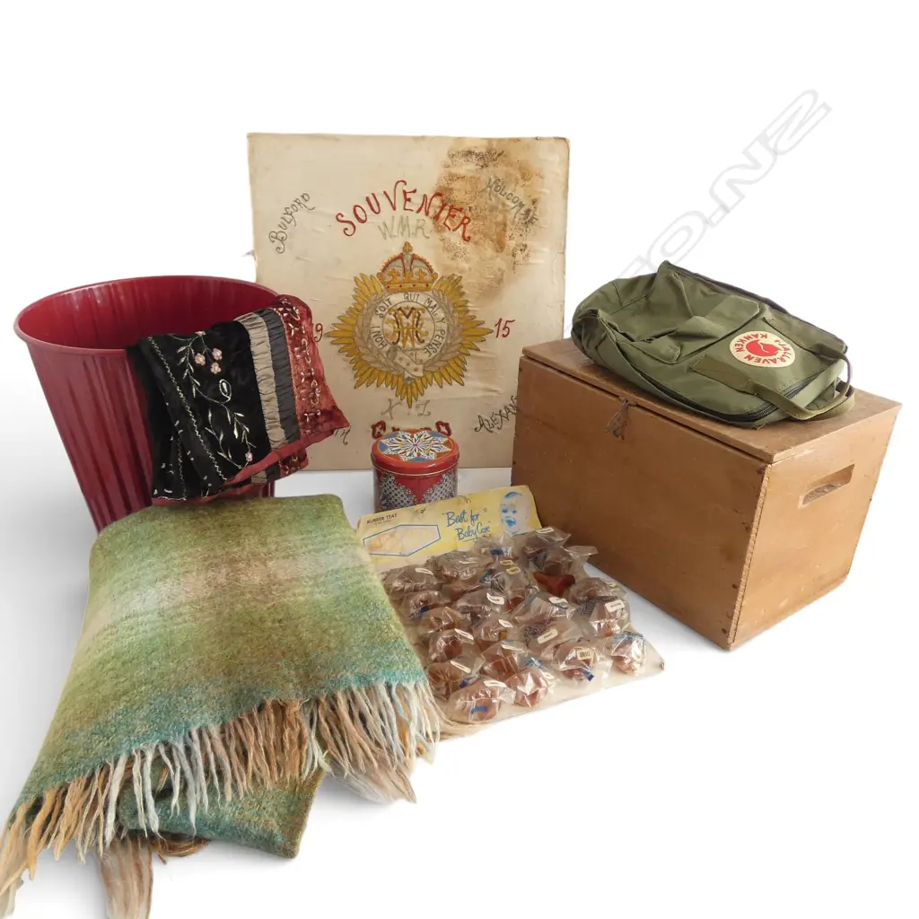 BOX – MOHAIR RUG, BIN, WOOD BOX, TIN, CUSHION COVERS ETC  Image 1++