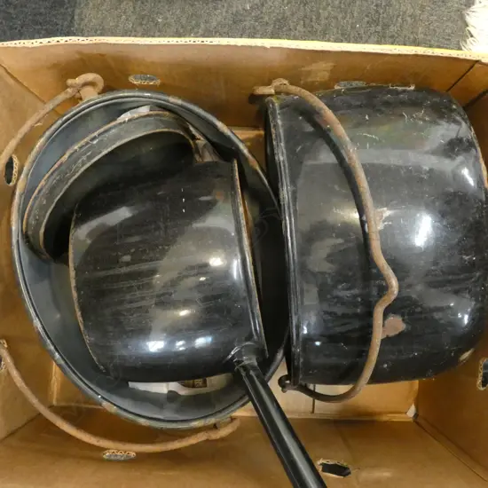 3 LG ENAMEL COOKING POTS
