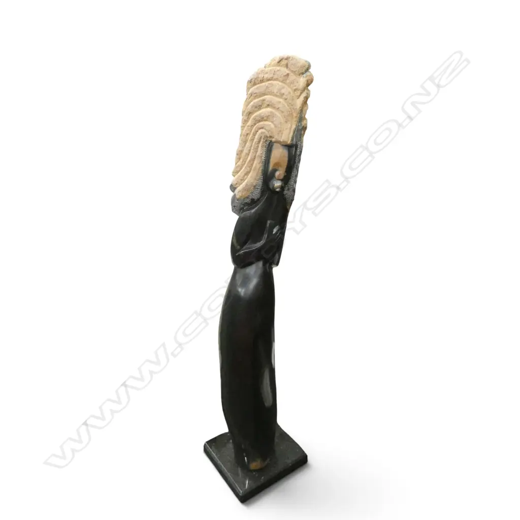 LG AFRICAN POLISHED STONE FIGURAL SCULPTURE H.950mm Image 1++
