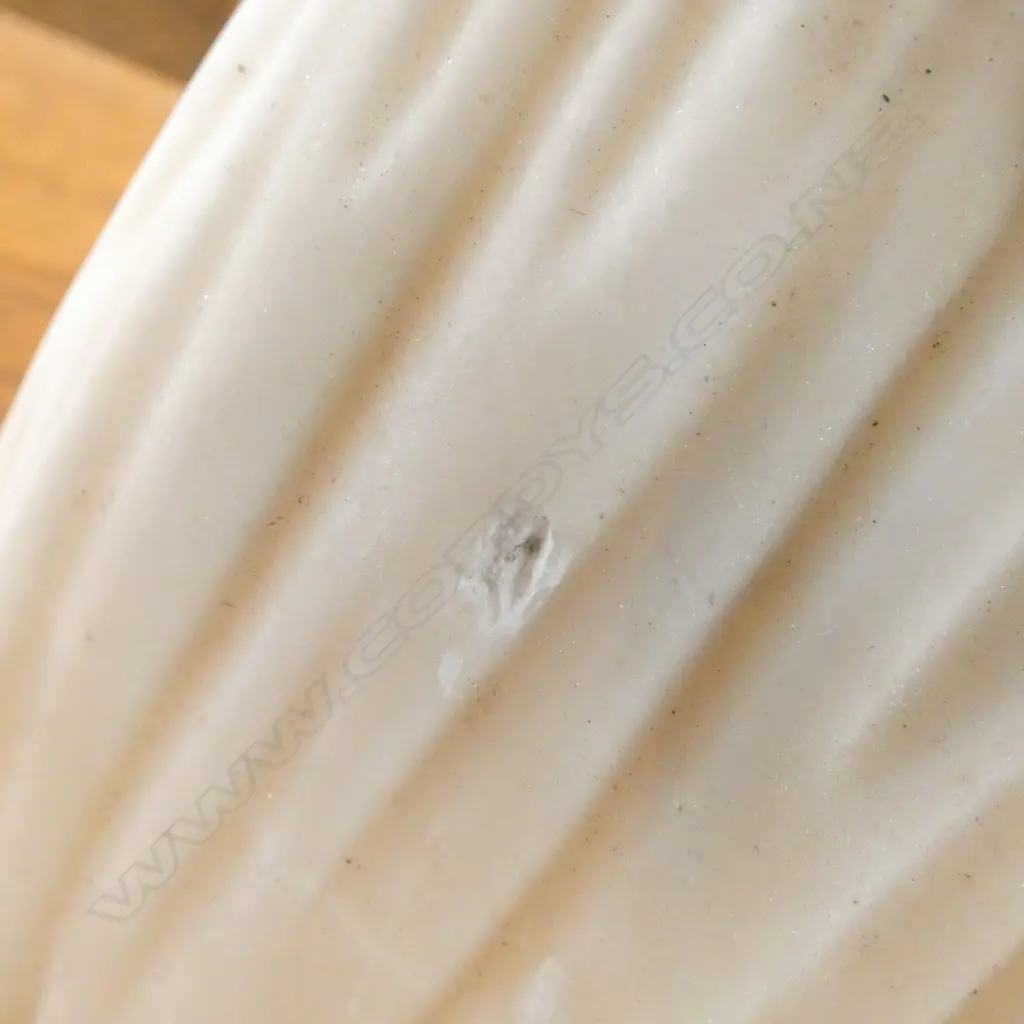 CARVED ALABASTER STATUE, NIOBE PROTECTING HER DAUGHTER H.520mm foot repaired, arm missing, small chips, cracks etc Image 1++