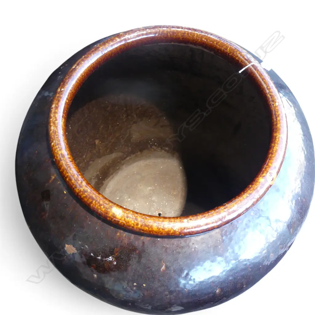 LG ORIENTAL GLAZED STONEWARE JAR H.800mm 700mm dia Image 1++