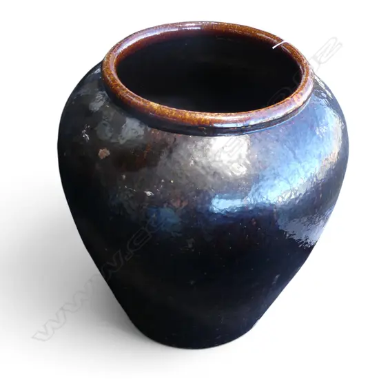 LG ORIENTAL GLAZED STONEWARE JAR H.800mm 700mm dia