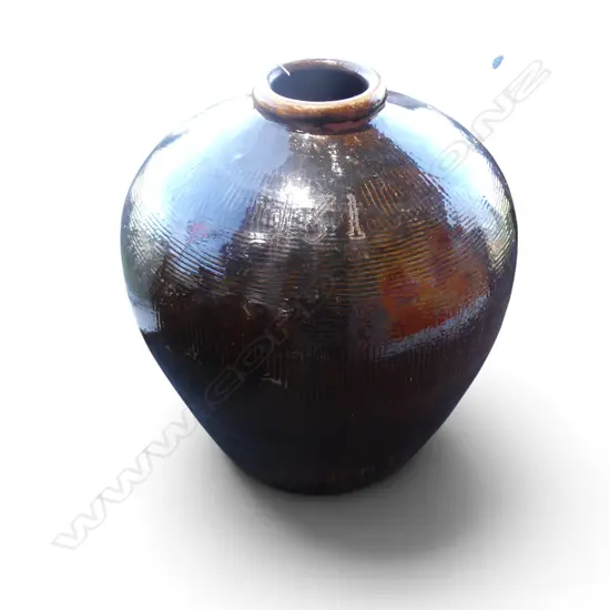 LG ORIENTAL GLAZED STONEWARE JAR H.800mm, 750mm dia