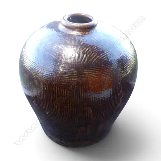 LG ORIENTAL GLAZED STONEWARE JAR H.820mm, 750mm dia