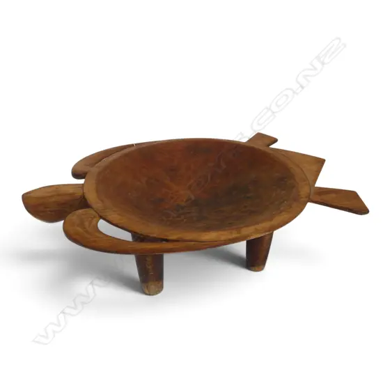 FIJIAN CARVED WOOD TURTLE FORM KAVA BOWL W.570mm