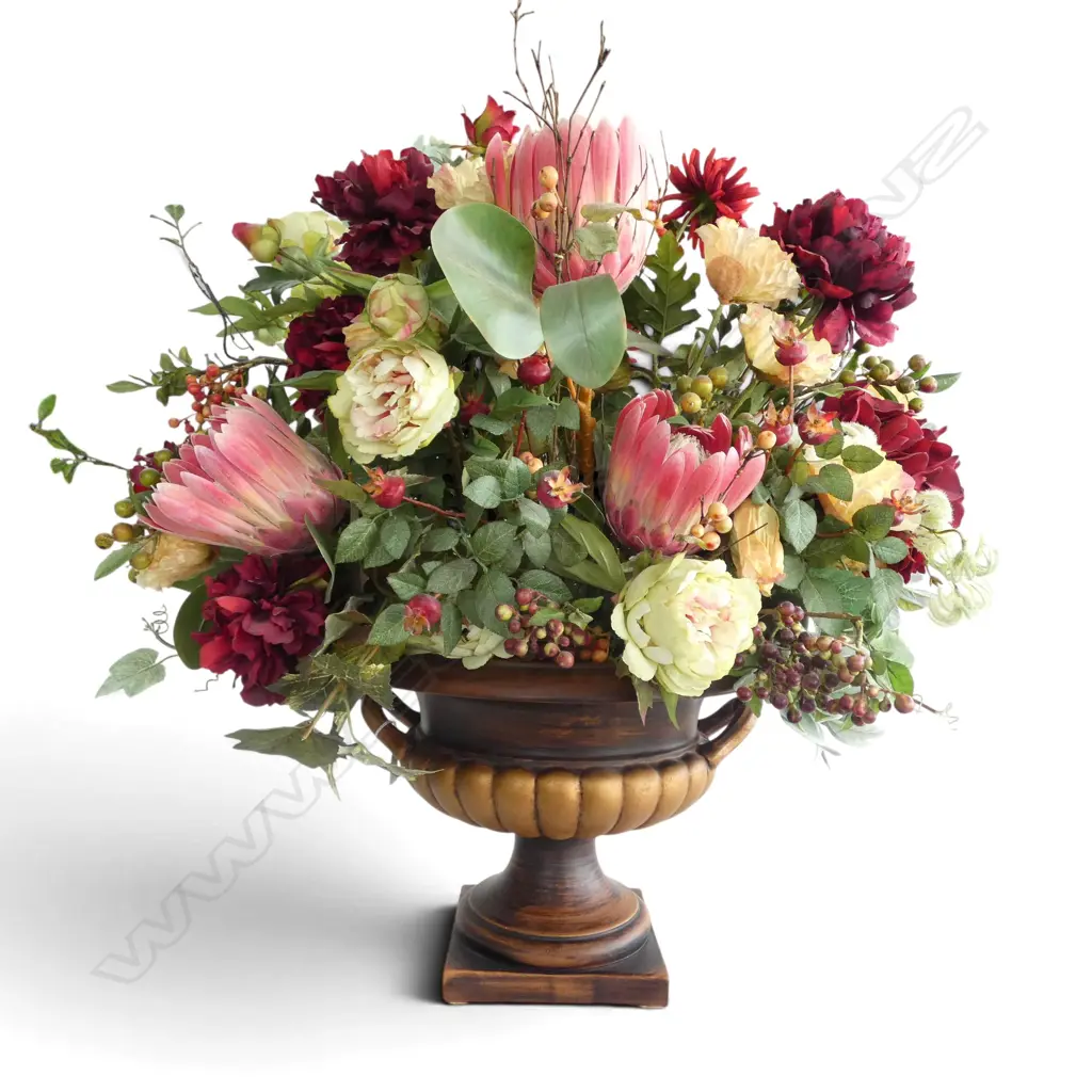 LG BOUQUET FAUX FLOWERS IN CERAMIC URN H.800mm W.850mm Image 1++