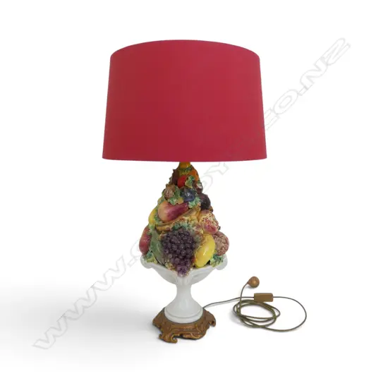 ITALIAN MAJOLICA FRUIT TOPIARY TABLE LAMP H.690mm