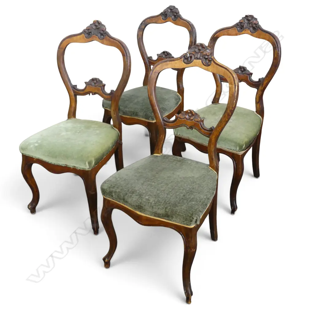 4 VICTORIAN MAHOGANY BALLOON BACK DINING CHAIRS Image 1++