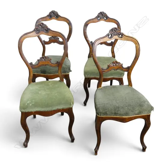 4 VICTORIAN MAHOGANY BALLOON BACK DINING CHAIRS