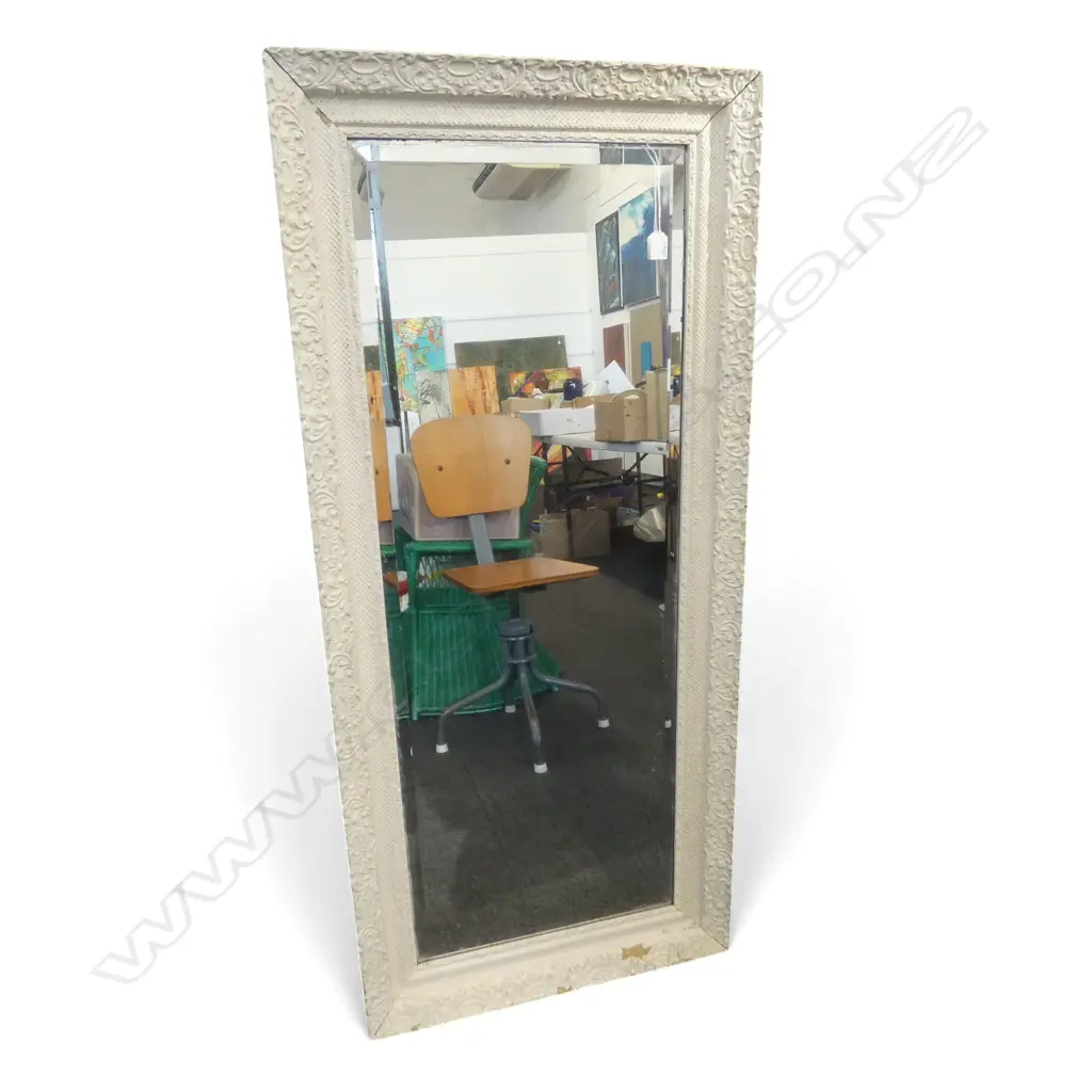 MIRROR, WHITE PAINTED WOODEN FRAME 1380x620mm Image 1++