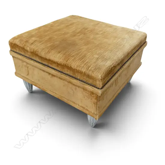 TAN VELVET OTTOMAN 650x650x400mm