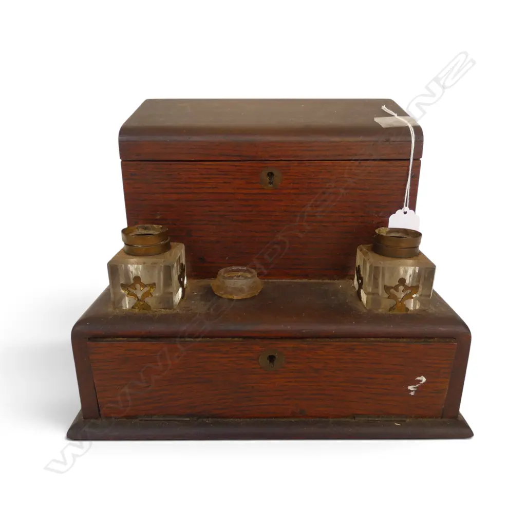 ANTIQUE MAHOGANY DESK ORGANISER W.305mm Image 1++