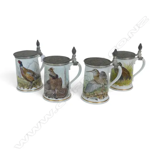 4 FRANKLIN PORCELAIN GAME BIRD STEINS H.185mm