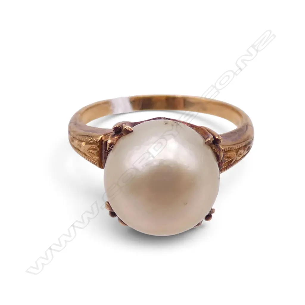 PEARL RING, TESTING AS 16CT 3.8gms SIZE L Image 1++