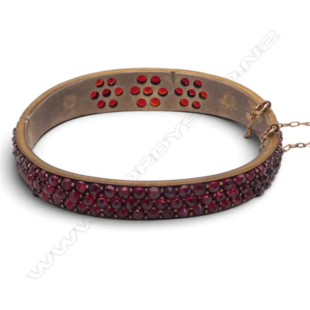 VINTAGE RUBY & OPAL RING testing 4ct gold so maybe plated + gold plated garnet bangle 2 missing Image 1++