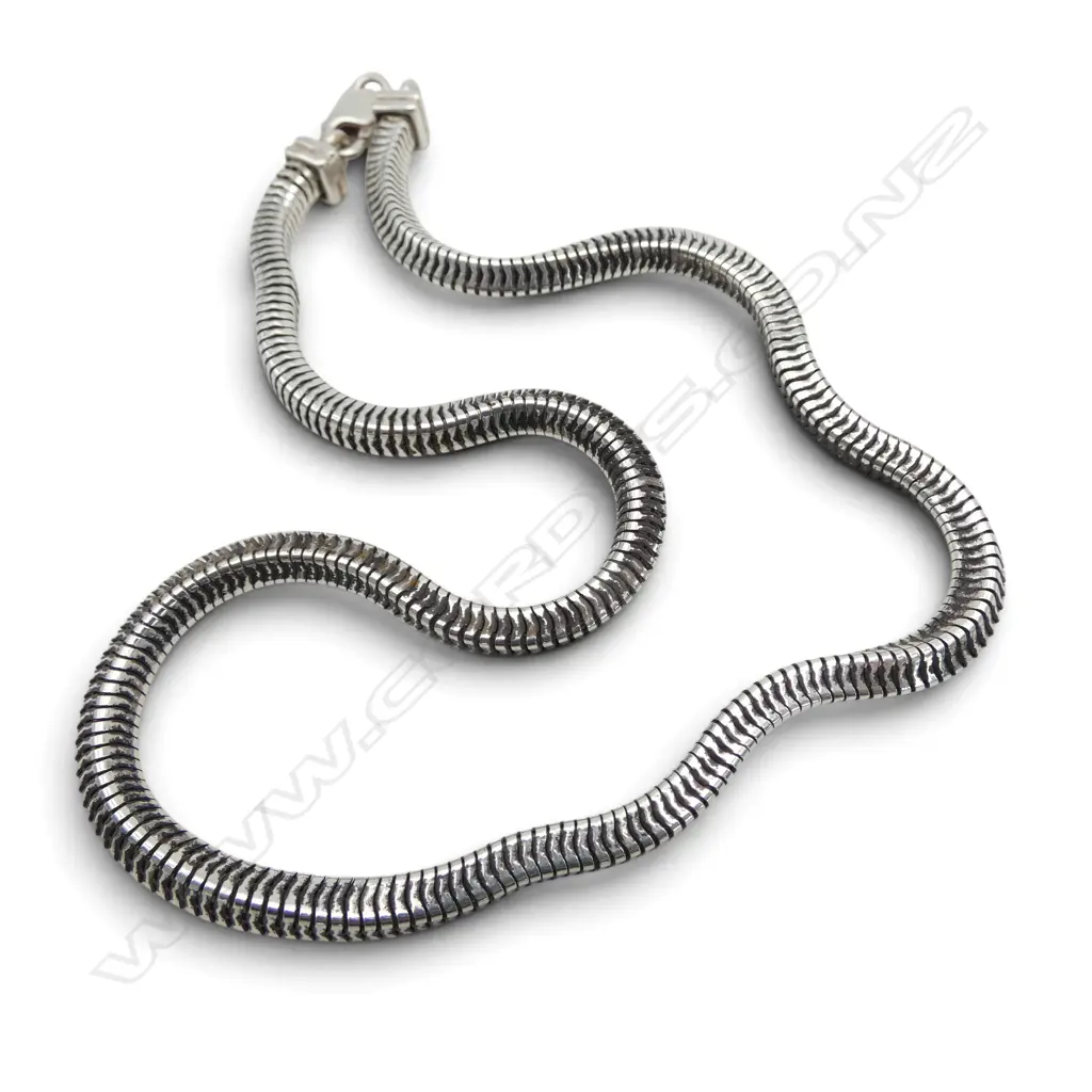 STG SILVER square section SNAKE LINK NECK CHAIN L.460mm. 38gms Image 1++