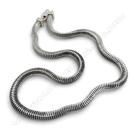 STG SILVER square section SNAKE LINK NECK CHAIN L.460mm. 38gms