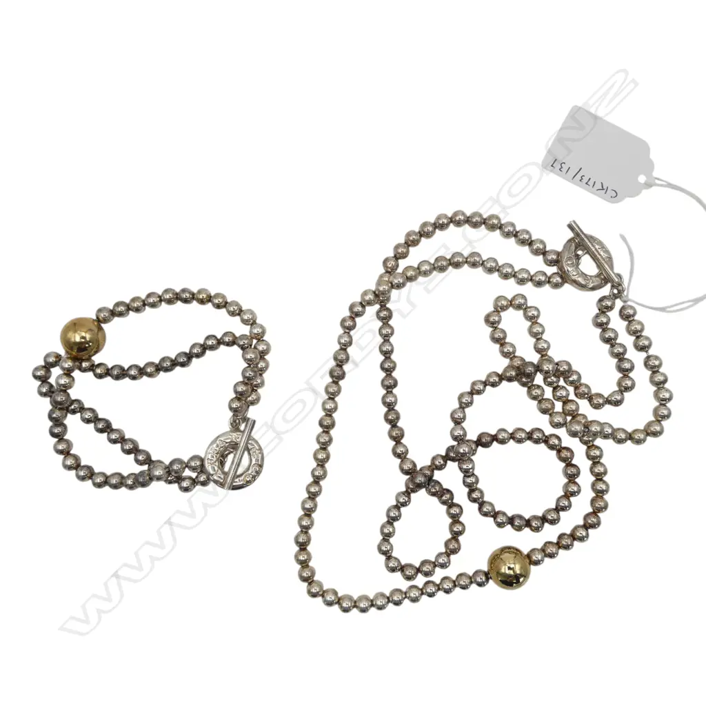 BOXED S/SILVER TIFFANY & CO NECKLACE BRACELET SET 94.6GMS Image 1++