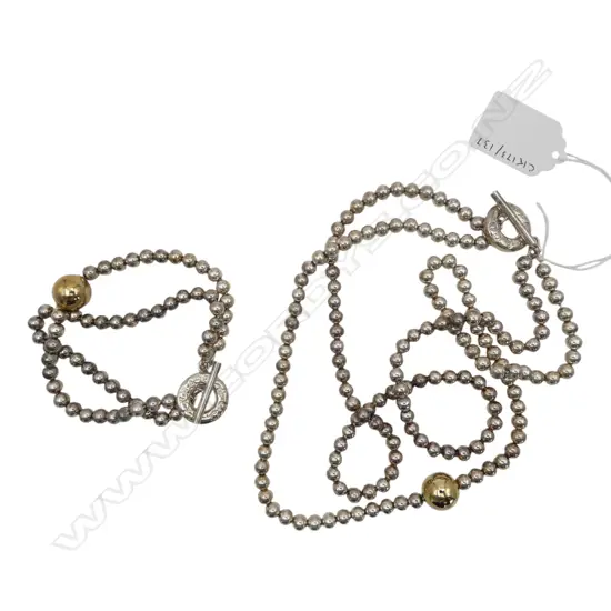 BOXED S/SILVER TIFFANY & CO NECKLACE BRACELET SET 94.6GMS