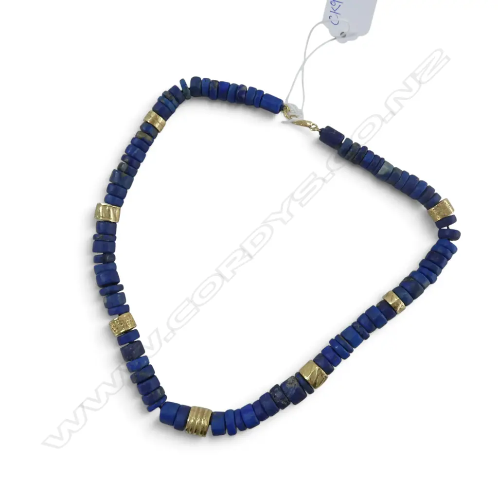 BREON O'CASEY (1928-2011) 18CT LAPIS LAZULI NECKLACE L.480mm, CASED Image 1++