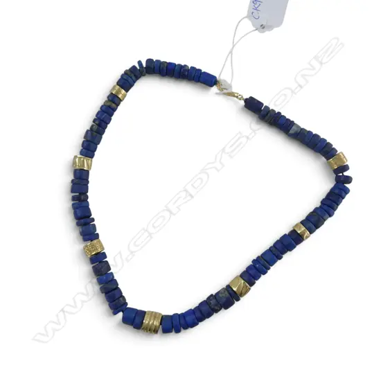 BREON O'CASEY (1928-2011) 18CT LAPIS LAZULI NECKLACE L.480mm, CASED