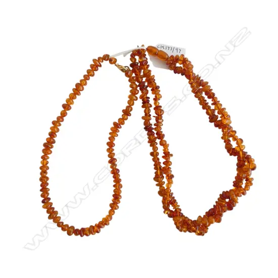 2 VINTAGE BALTIC AMBER NECKLACES L200MM