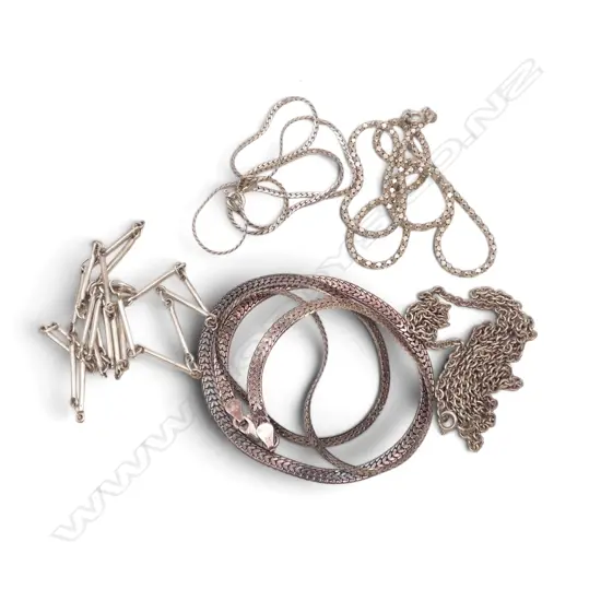 5 STG SILVER NECKLACES 40gms