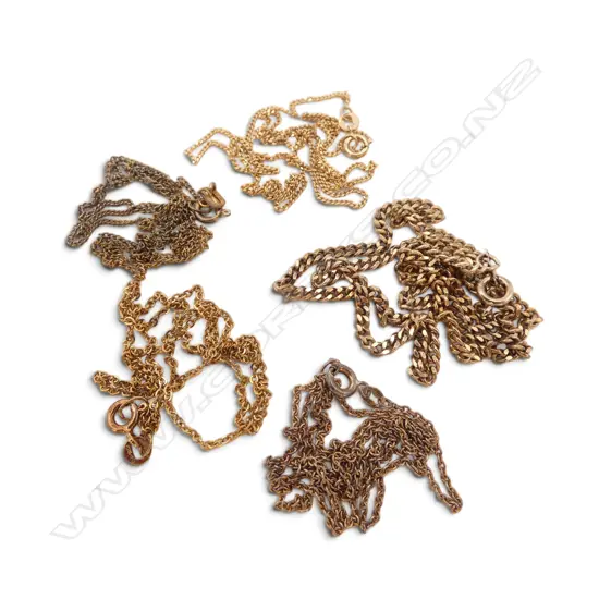 5 GILDED STG SILVER NECKLACES 13gms