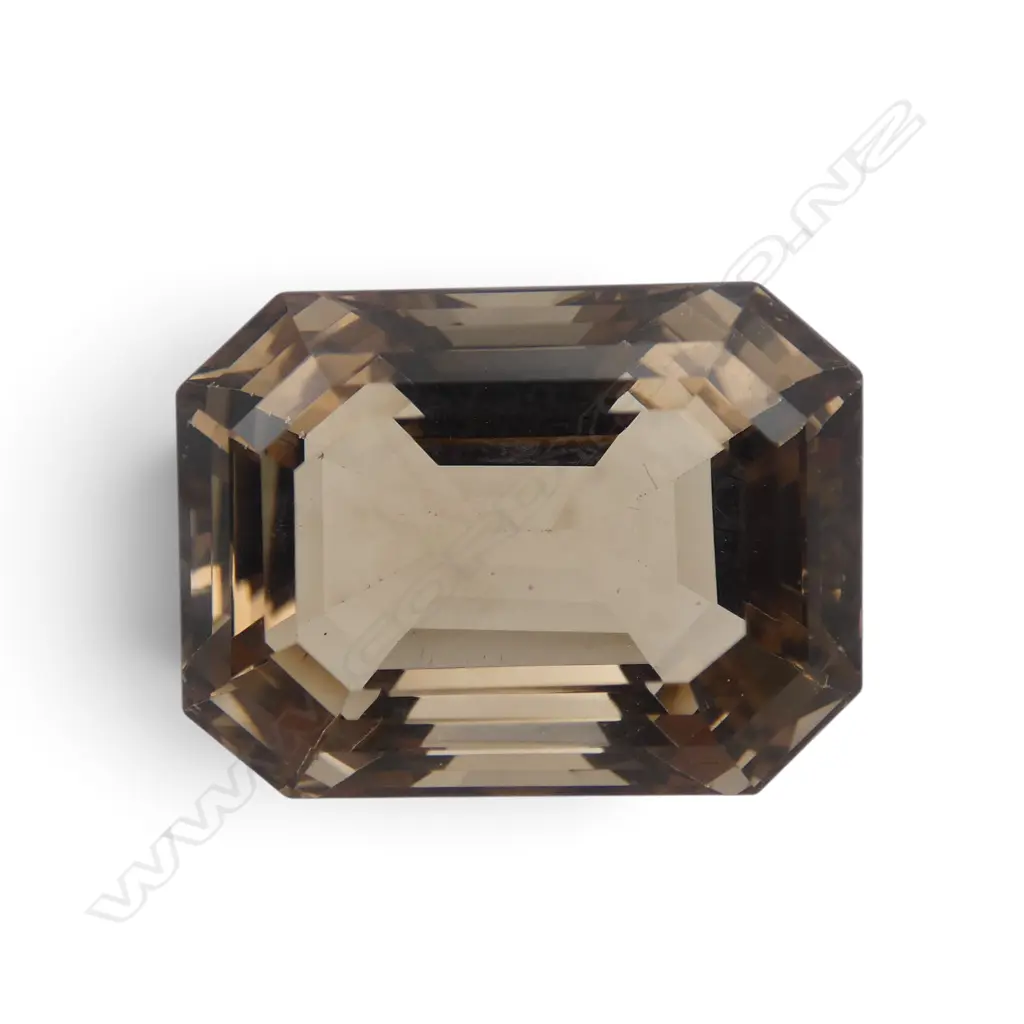 LGE  SMOKEY QUARTZ EMERALD facet CUT UNSET GEM STONE 70cts Image 1++