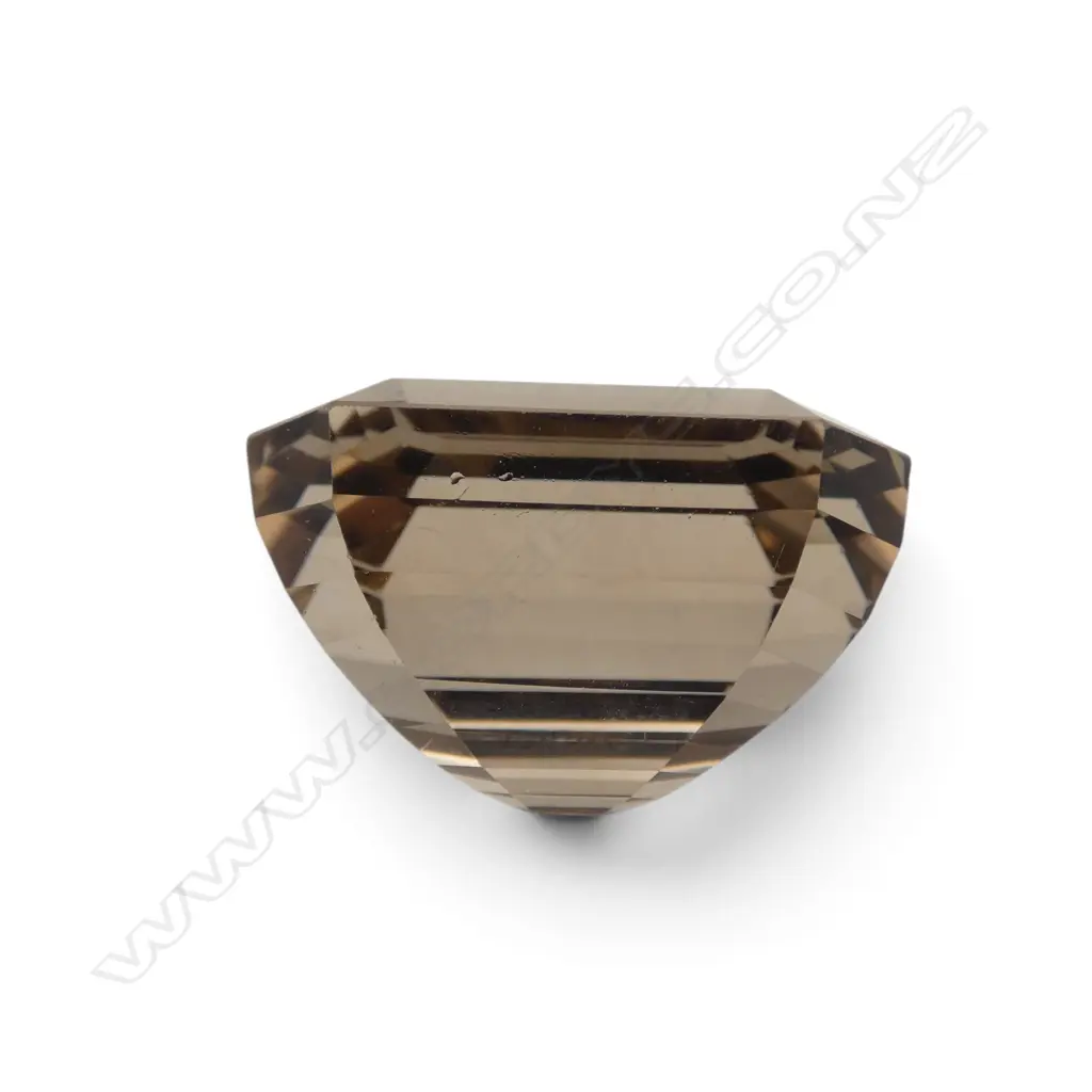 LGE  SMOKEY QUARTZ EMERALD facet CUT UNSET GEM STONE 70cts Image 1++