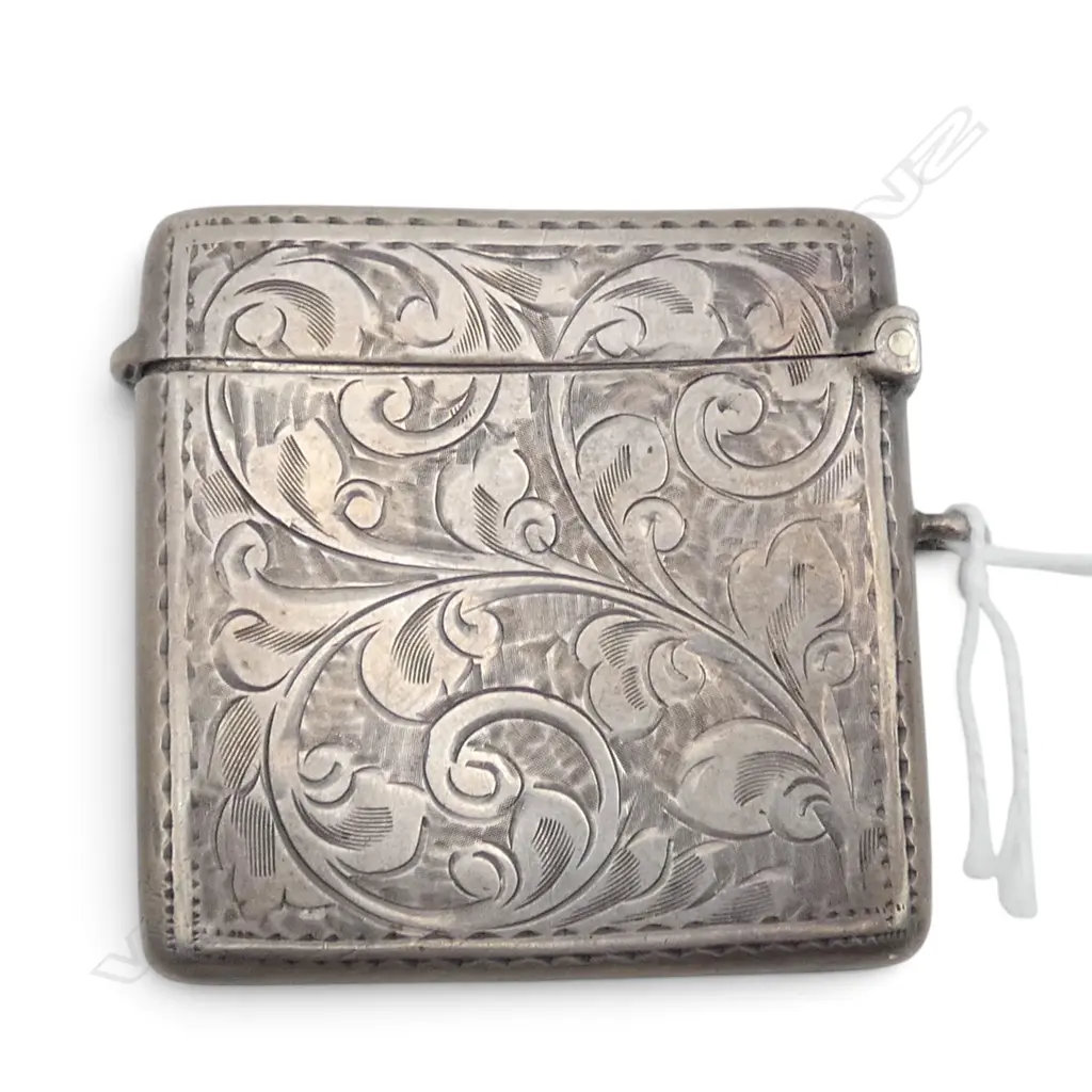 Birmingham 1907 Edwardian silver engraved vesta loop attached. 31gms Image 1++