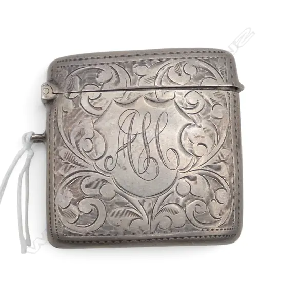 Birmingham 1907 Edwardian silver engraved vesta loop attached. 31gms