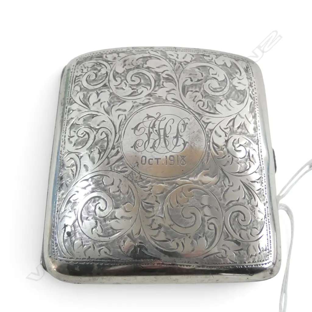 STG SILVER GILT LINED CIGARETTE CASE, B'HAM 1917 90x80mm 84gms Image 1++